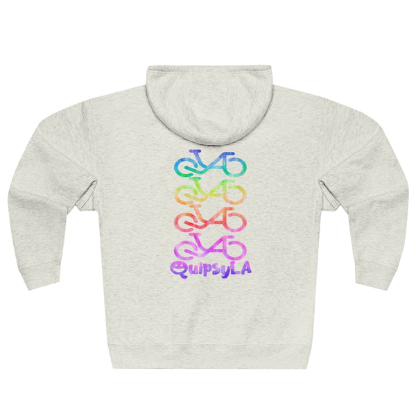 QuipsyLA Tie-Dye Repeat - Unisex Premium Full Zip Hoodie - Back graphics