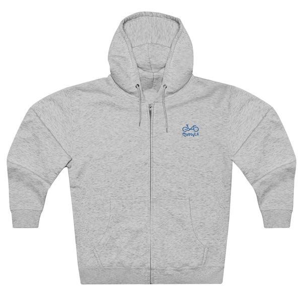 Ride It Like You Stole It - Female Cyclist - Unisex Premium Full Zip Hoodie - Back graphics