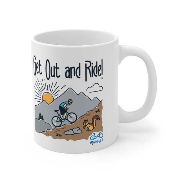 Get Out and Ride - Male Cyclist - Ceramic Mug 11oz