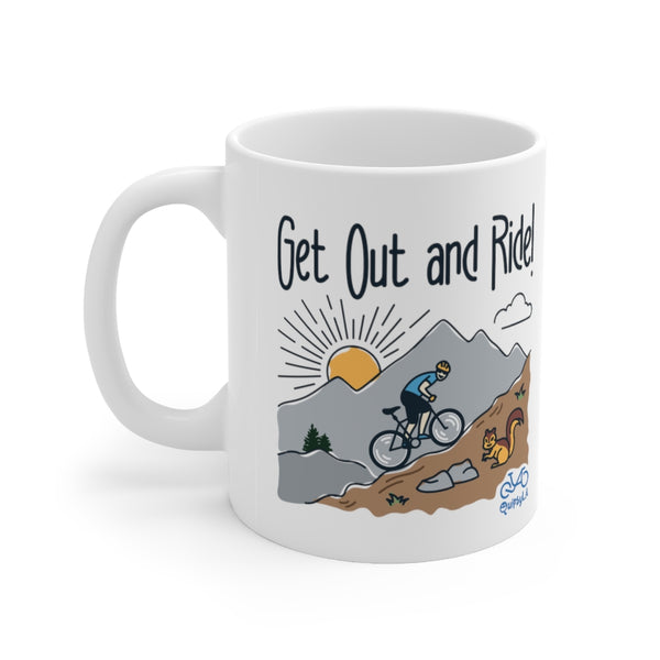 Get Out and Ride - Male Cyclist - Ceramic Mug 11oz