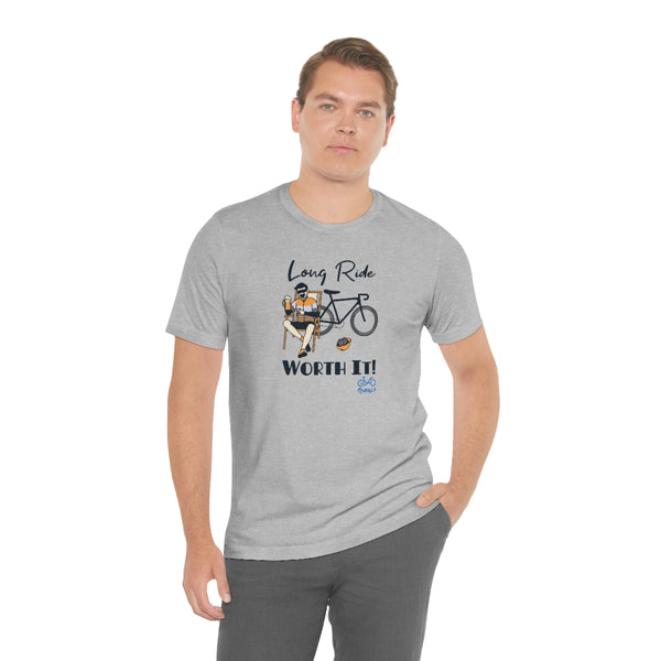 Long Ride, Worth It - Male Cyclist - Unisex Short Sleeve Tee