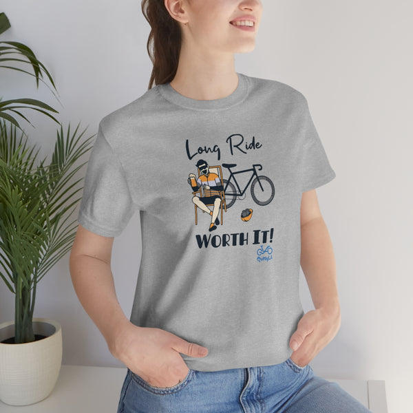 Long Ride, Worth It - Male Cyclist - Unisex Short Sleeve Tee