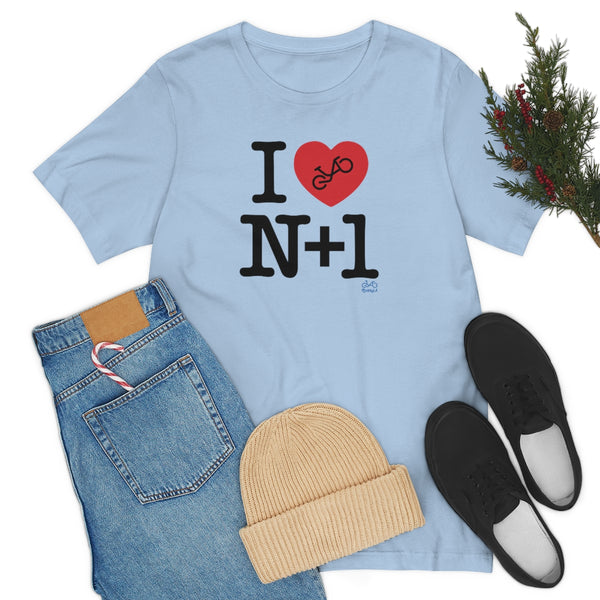 I (heart) N +1 - Vertical - Unisex Short Sleeve Tee