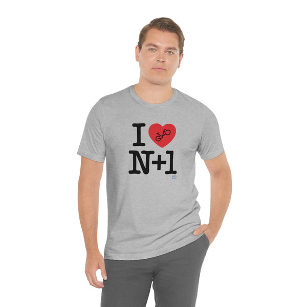 I (heart) N +1 - Vertical - Unisex Short Sleeve Tee