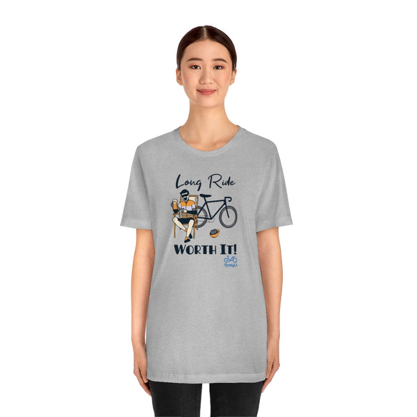 Long Ride, Worth It - Male Cyclist - Unisex Short Sleeve Tee