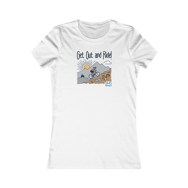 Get Out and Ride - Female Cyclist - Women's Fitted Tee