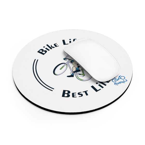 Bike Life, Best Life - Male Cyclist - Mouse Pad Round