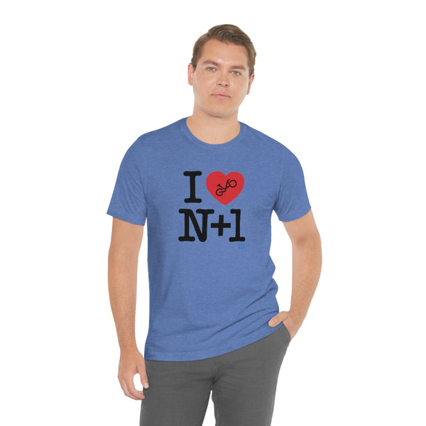 I (heart) N +1 - Vertical - Unisex Short Sleeve Tee