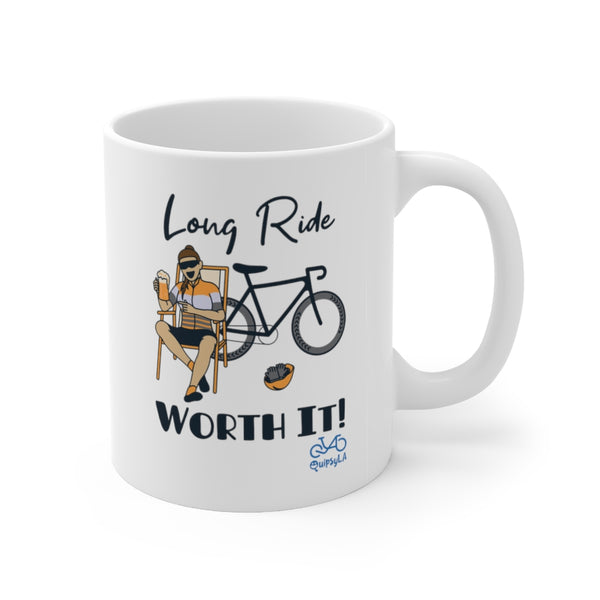 Long Ride, Worth It - Female Cyclist - Ceramic Mug 11oz