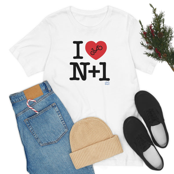 I (heart) N +1 - Vertical - Unisex Short Sleeve Tee