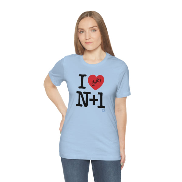 I (heart) N +1 - Vertical - Unisex Short Sleeve Tee