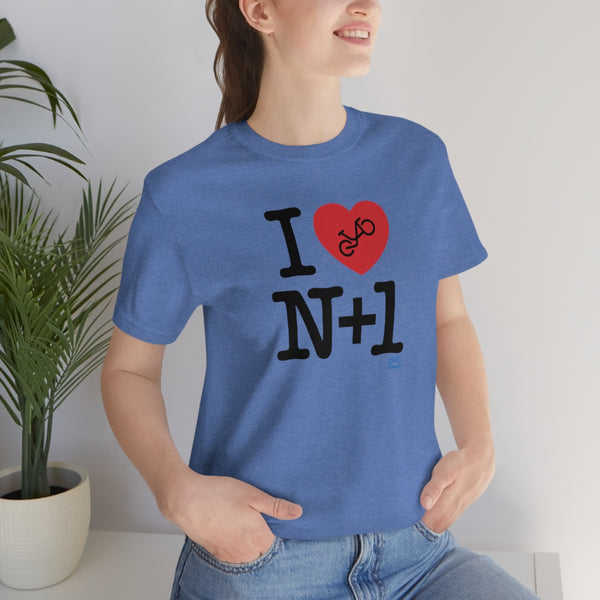 I (heart) N +1 - Vertical - Unisex Short Sleeve Tee