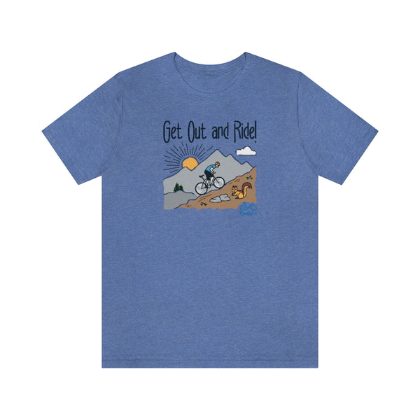 Get Out and Ride - Male Cyclist - Unisex Short Sleeve Tee