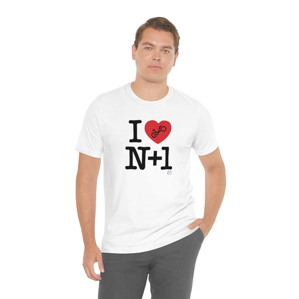 I (heart) N +1 - Vertical - Unisex Short Sleeve Tee