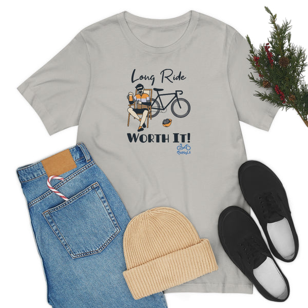 Long Ride, Worth It - Male Cyclist - Unisex Short Sleeve Tee