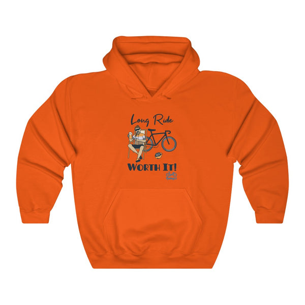 Long Ride, Worth It - Female Cyclist - Unisex Heavy Blend™ Hooded Sweatshirt - Front graphics