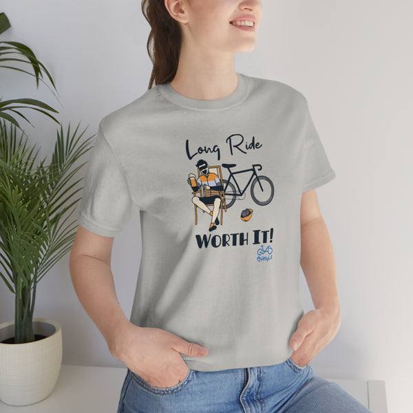 Long Ride, Worth It - Male Cyclist - Unisex Short Sleeve Tee