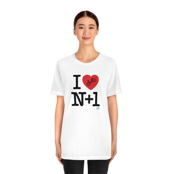 I (heart) N +1 - Vertical - Unisex Short Sleeve Tee