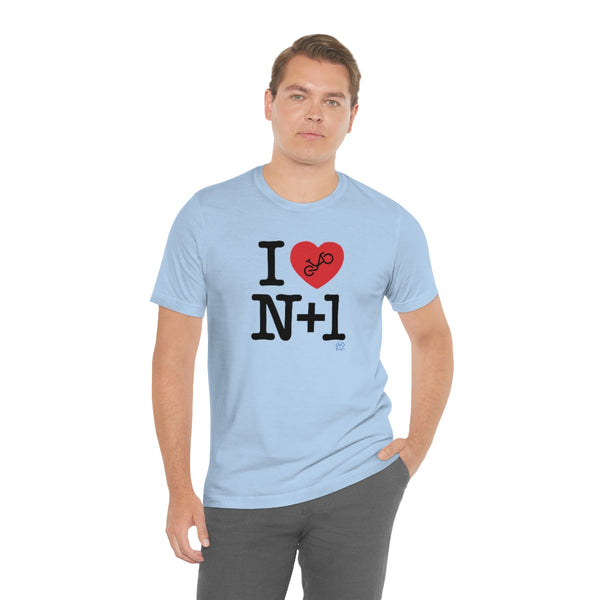 I (heart) N +1 - Vertical - Unisex Short Sleeve Tee