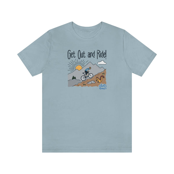 Get Out and Ride - Male Cyclist - Unisex Short Sleeve Tee