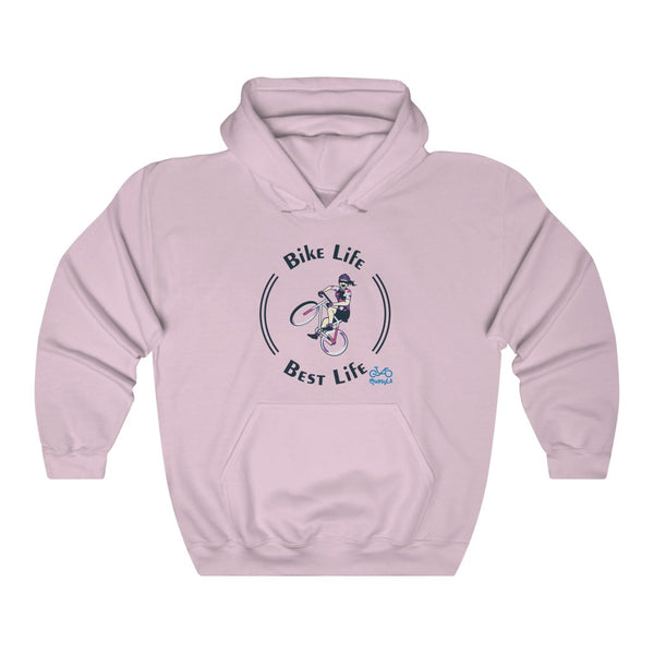 Bike Life, Best Life - Female Cyclist - Unisex Heavy Blend™ Hooded Sweatshirt - Front graphics