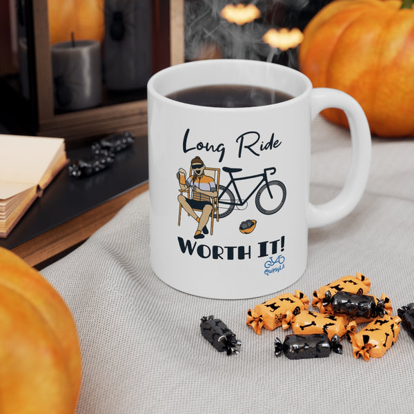 Long Ride, Worth It - Female Cyclist - Ceramic Mug 11oz