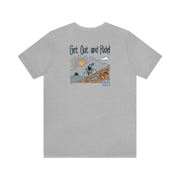 Back graphics - Get Out and Ride - Male Cyclist - Unisex Short Sleeve Tee