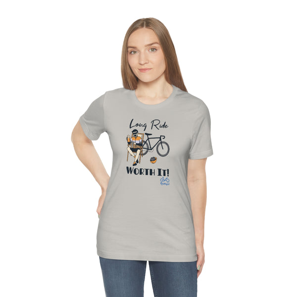 Long Ride, Worth It - Male Cyclist - Unisex Short Sleeve Tee