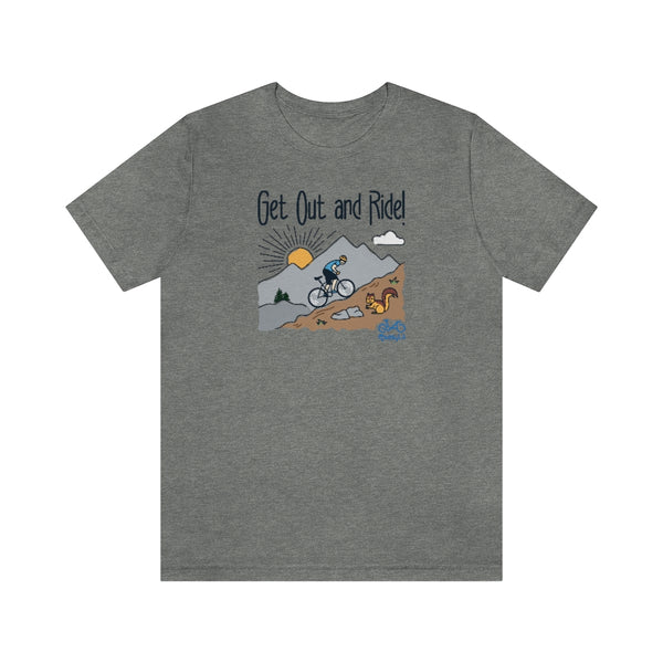 Get Out and Ride - Male Cyclist - Unisex Short Sleeve Tee