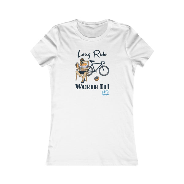 Long Ride, Worth It - Female Cyclist - Women's Fitted Tee