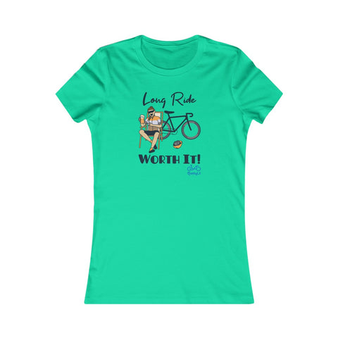 Long Ride, Worth It - Female Cyclist - Women's Fitted Tee