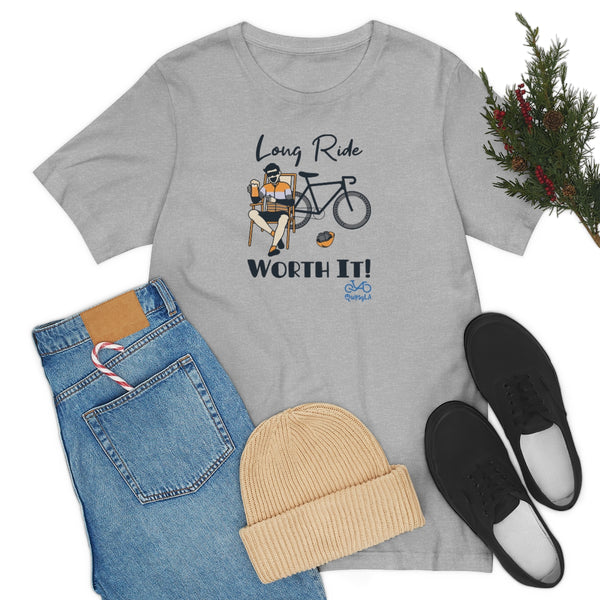 Long Ride, Worth It - Male Cyclist - Unisex Short Sleeve Tee