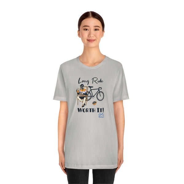 Long Ride, Worth It - Male Cyclist - Unisex Short Sleeve Tee