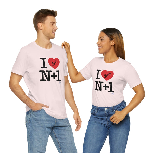 I (heart) N +1 - Vertical - Unisex Short Sleeve Tee