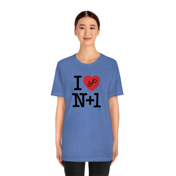 I (heart) N +1 - Vertical - Unisex Short Sleeve Tee