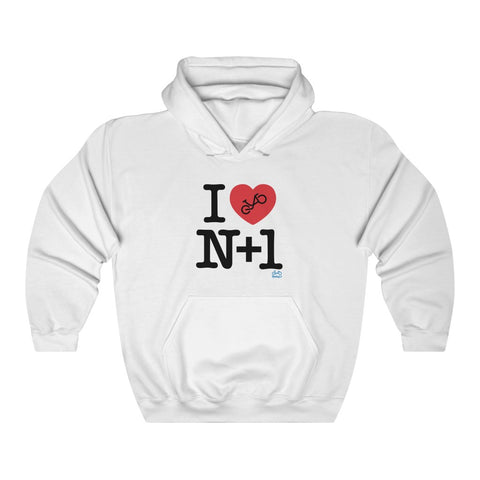 I (heart) N +1 - Unisex Heavy Blend™ Hooded Sweatshirt - Front graphics