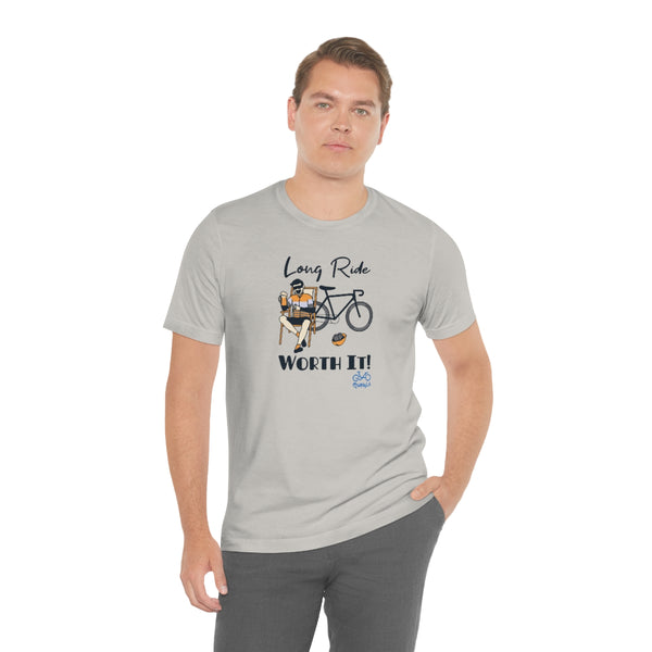 Long Ride, Worth It - Male Cyclist - Unisex Short Sleeve Tee