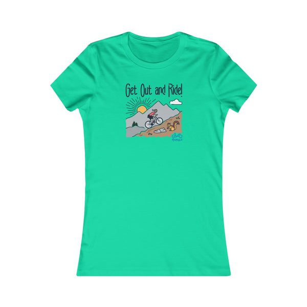 Get Out and Ride - Female Cyclist - Women's Fitted Tee