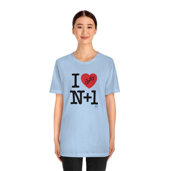 I (heart) N +1 - Vertical - Unisex Short Sleeve Tee