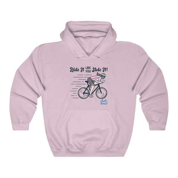 Ride It Like You Stole It - Female Cyclist - Unisex Heavy Blend™ Hooded Sweatshirt - Front graphics