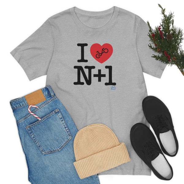 I (heart) N +1 - Vertical - Unisex Short Sleeve Tee