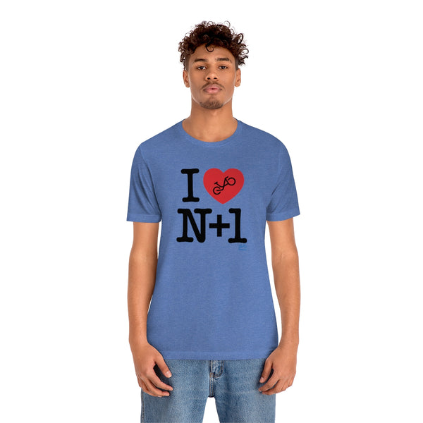 I (heart) N +1 - Vertical - Unisex Short Sleeve Tee