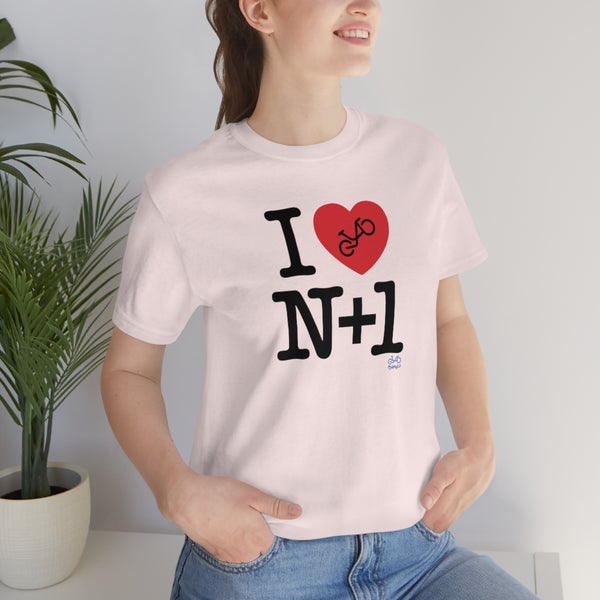 I (heart) N +1 - Vertical - Unisex Short Sleeve Tee