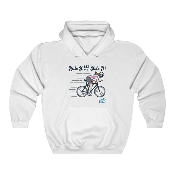 Ride It Like You Stole It - Female Cyclist - Unisex Heavy Blend™ Hooded Sweatshirt - Front graphics