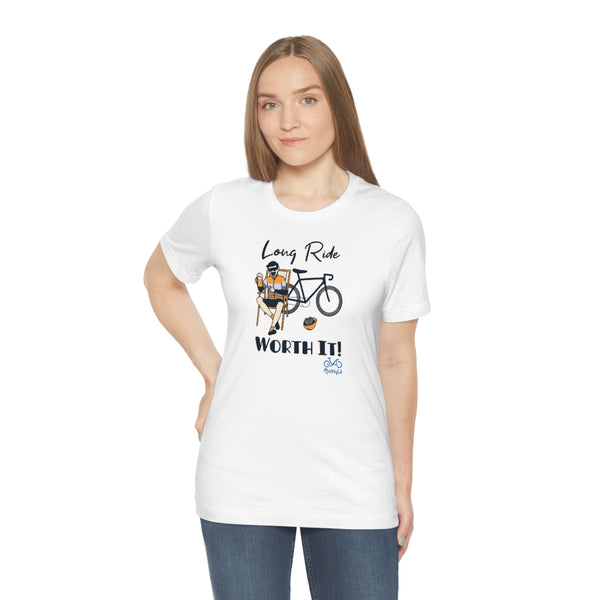 Long Ride, Worth It - Male Cyclist - Unisex Short Sleeve Tee