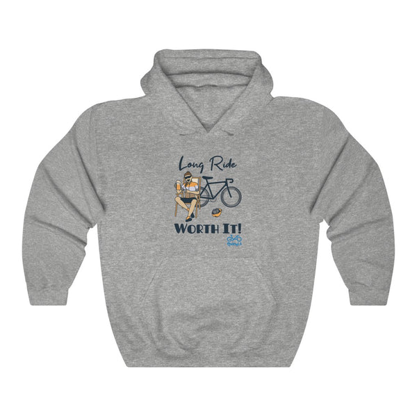 Long Ride, Worth It - Female Cyclist - Unisex Heavy Blend™ Hooded Sweatshirt - Front graphics