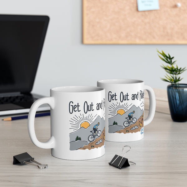 Get Out and Ride - Male Cyclist - Ceramic Mug 11oz