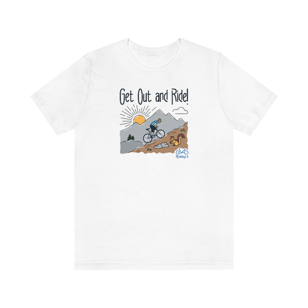 Get Out and Ride - Male Cyclist - Unisex Short Sleeve Tee