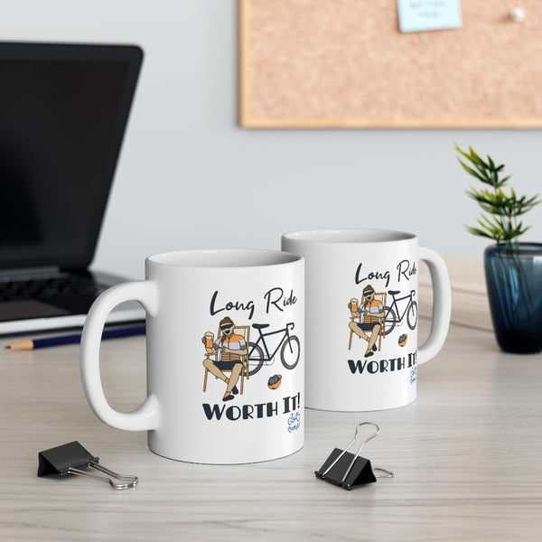 Long Ride, Worth It - Female Cyclist - Ceramic Mug 11oz