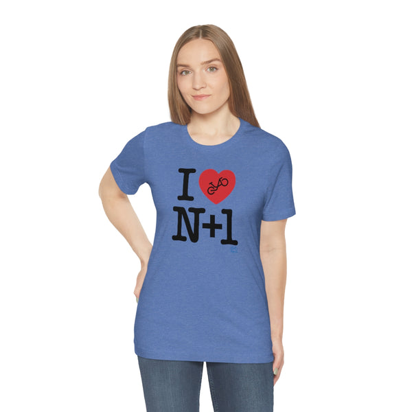 I (heart) N +1 - Vertical - Unisex Short Sleeve Tee